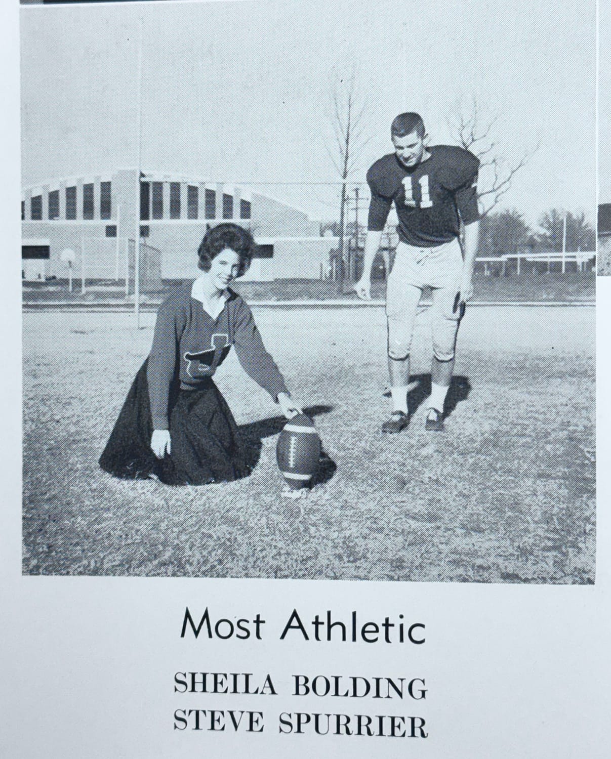 Steve Spurrier prepares to kick a football in a 1963 Science Hill High School yearbook photo.
